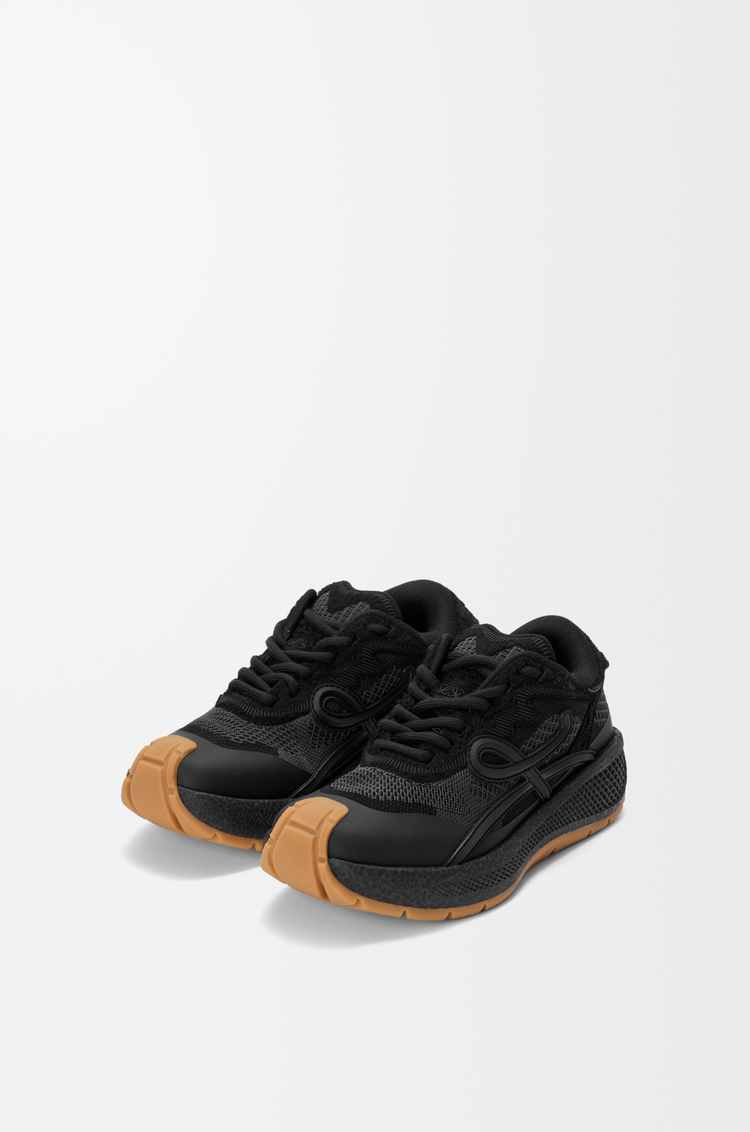 LOEWE Pogo sneaker in technical knit and suede Black/Honey