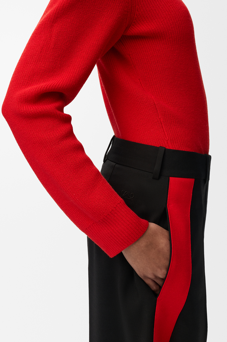 LOEWE Trousers in viscose and wool blend Black/Red