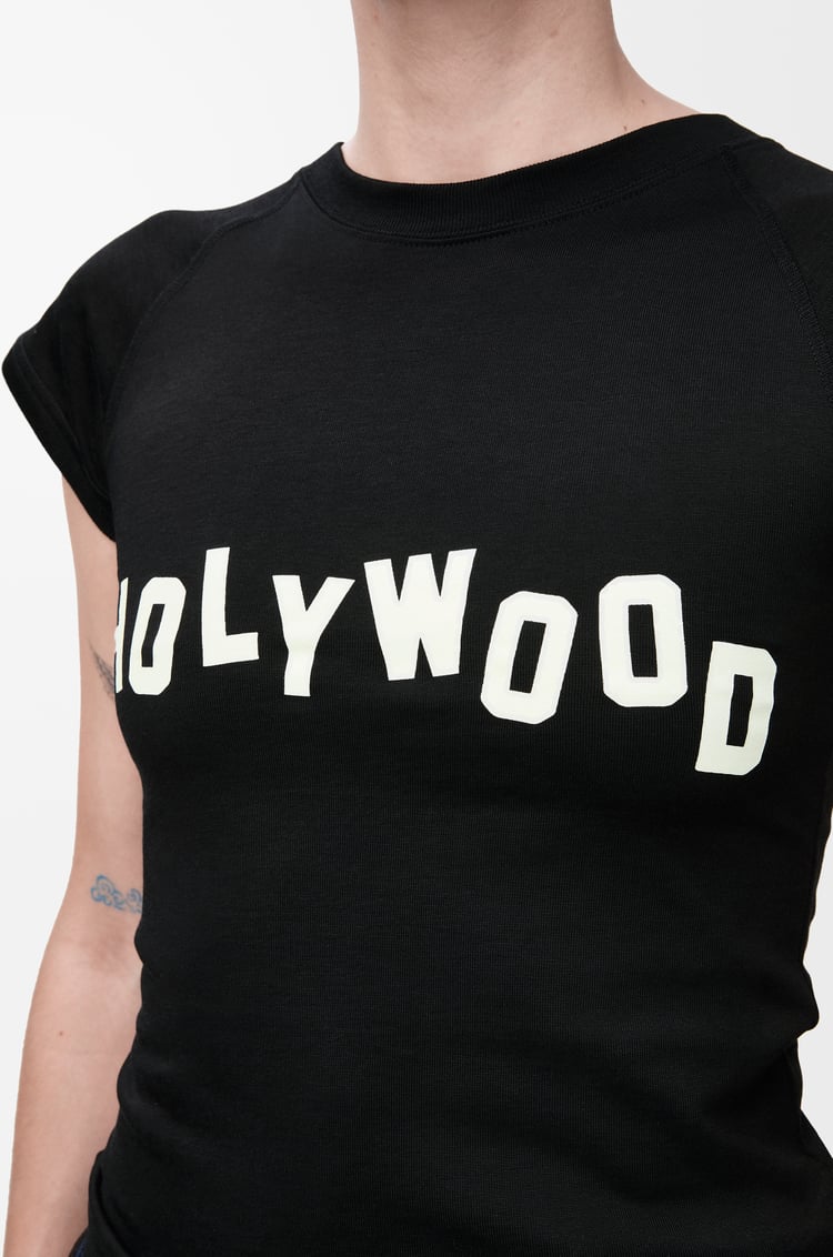 LOEWE Camiseta de corte pequeño en algodón y viscosa Negro