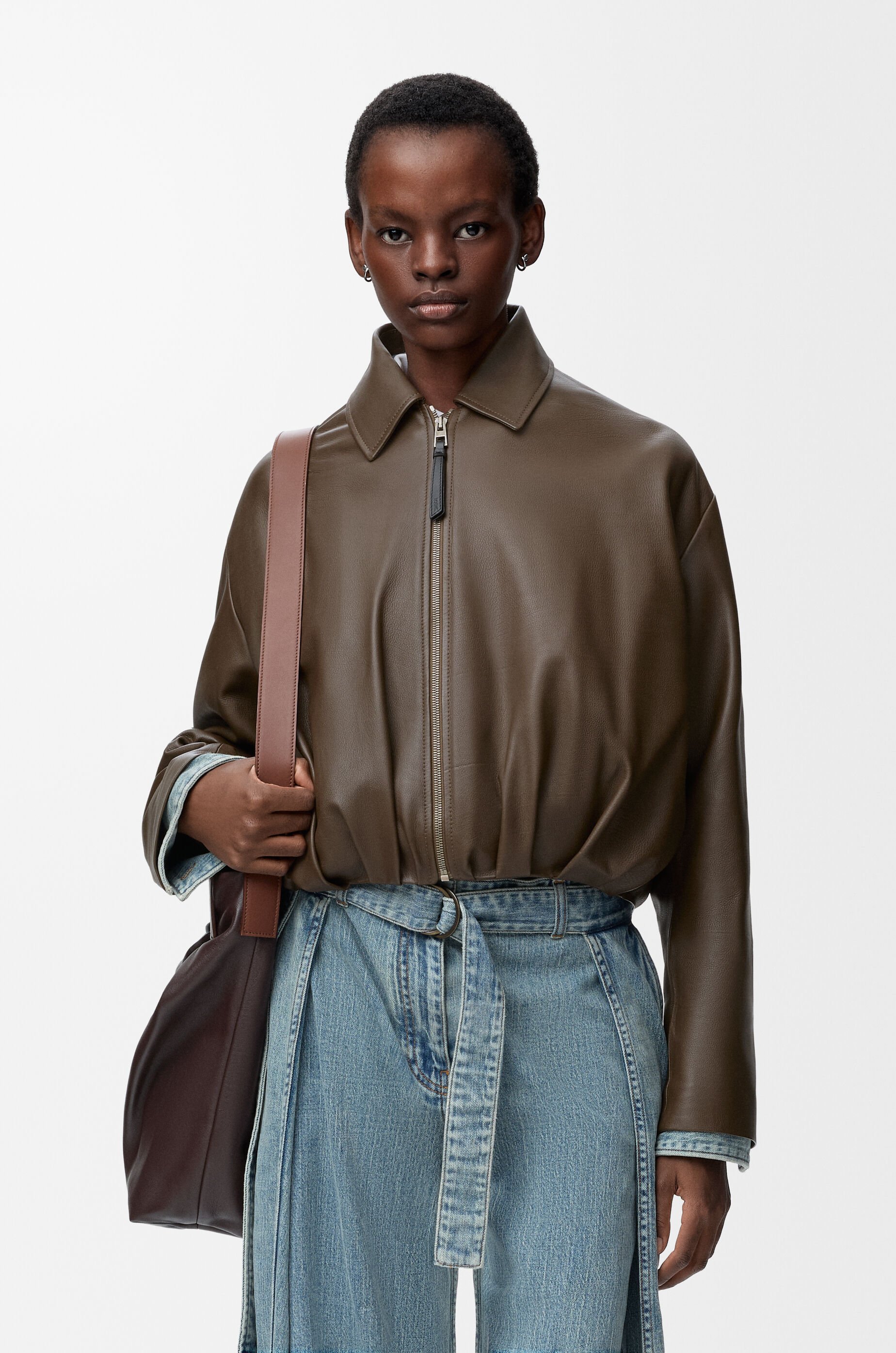 Draped jacket in nappa calfskin Green - LOEWE