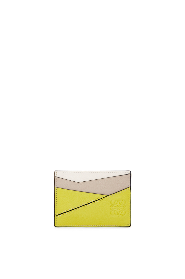 LOEWE Puzzle plain cardholder in classic calfskin Lime Yellow/Light Oat