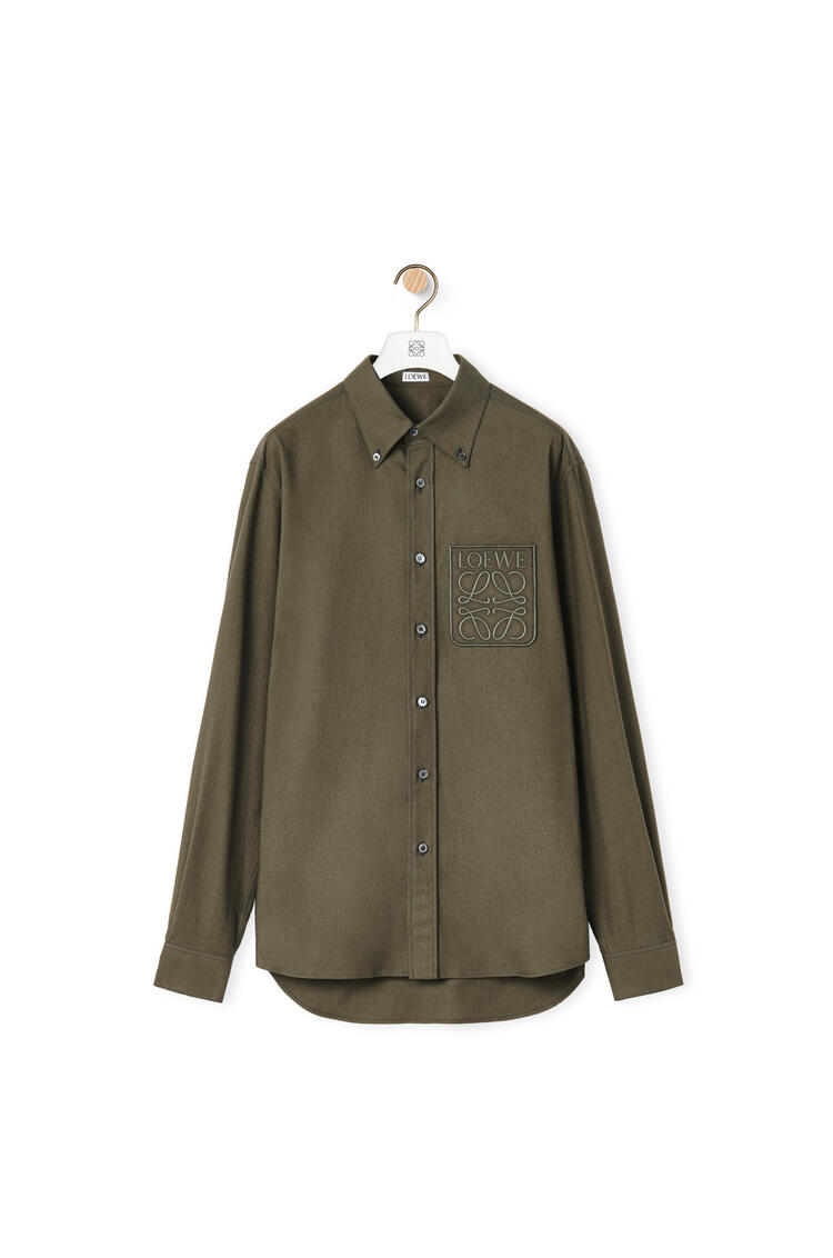 LOEWE Anagram pocket shirt in cotton Khaki Green pdp_rd