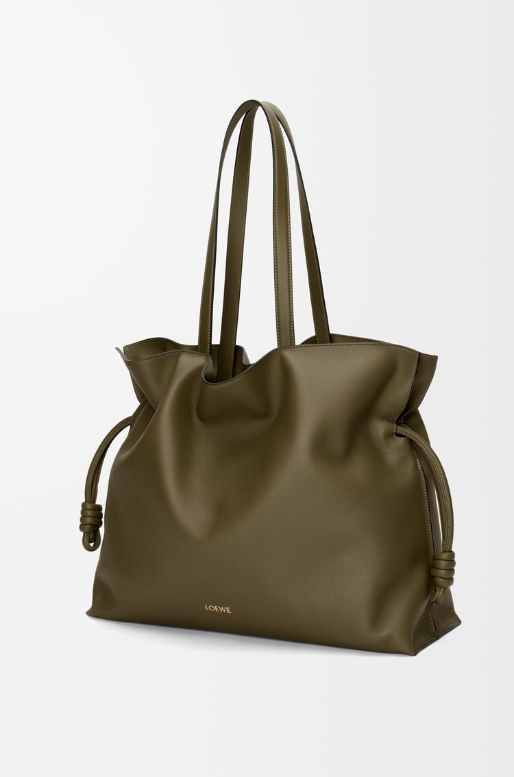 LOEWE Bolso Flamenco Clutch XL en piel napa de ternera Verde Caqui Oscuro