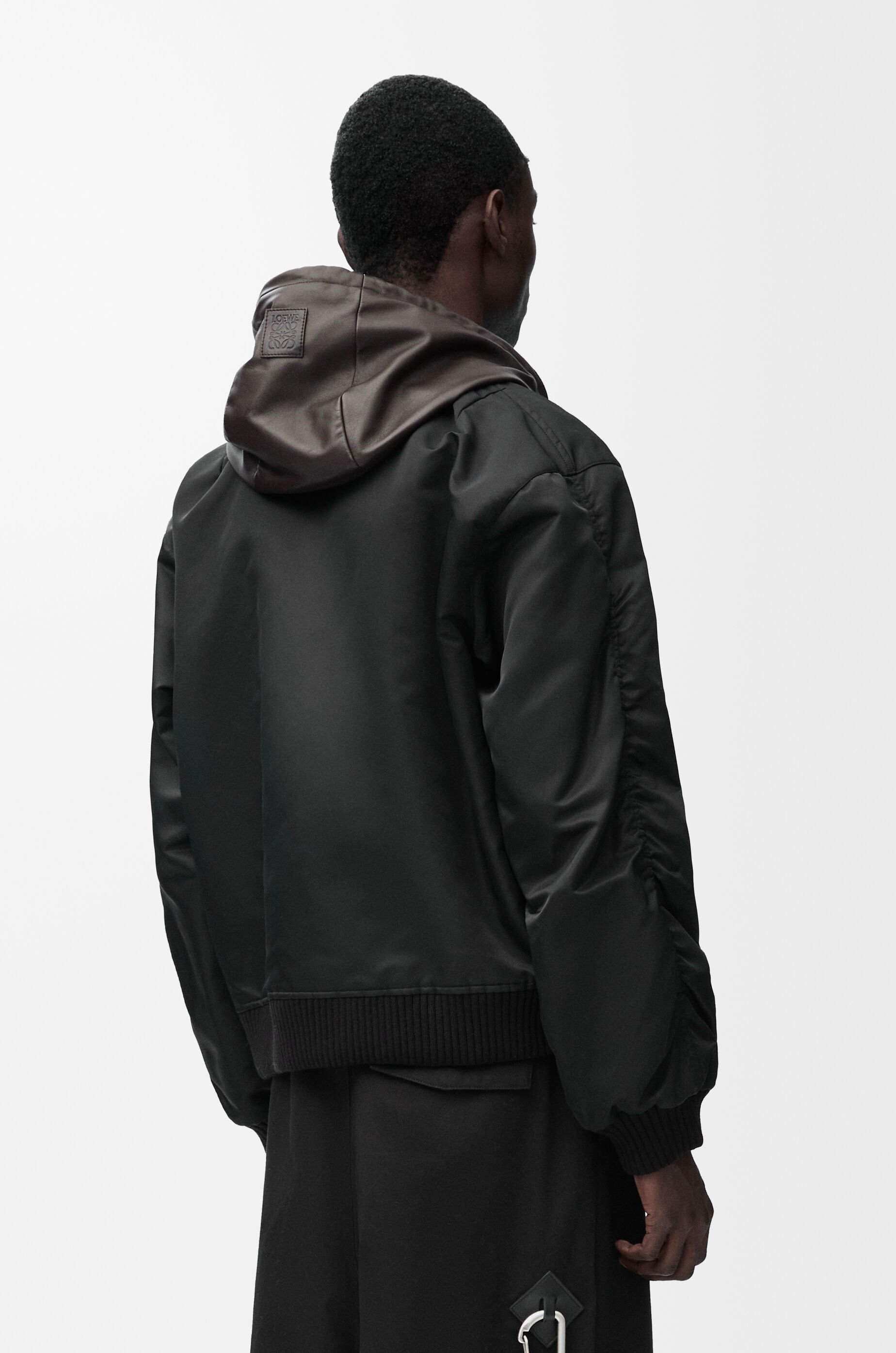 Hooded bomber jacket in nylon Black - LOEWE