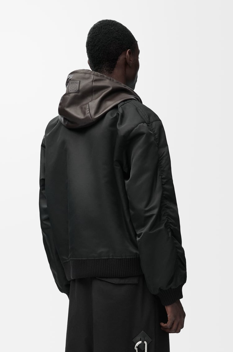 LOEWE Hooded bomber jacket in nylon Black