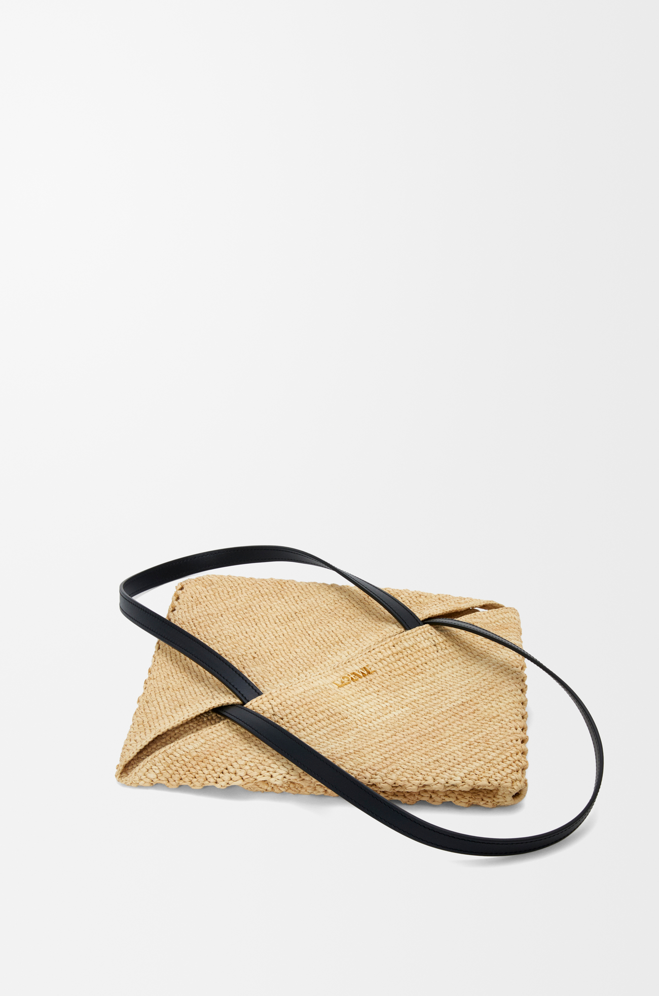 LOEWE Medium Puzzle Fold tote in raffia Natural
