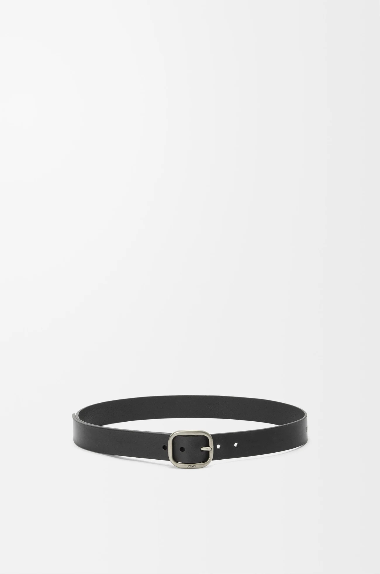 LOEWE 经典牛皮革柔软腰带  黑色/复古钯色