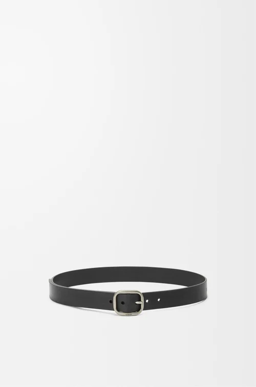 LOEWE Rounded soft belt in classic calfskin  Black/Vintage Palladium