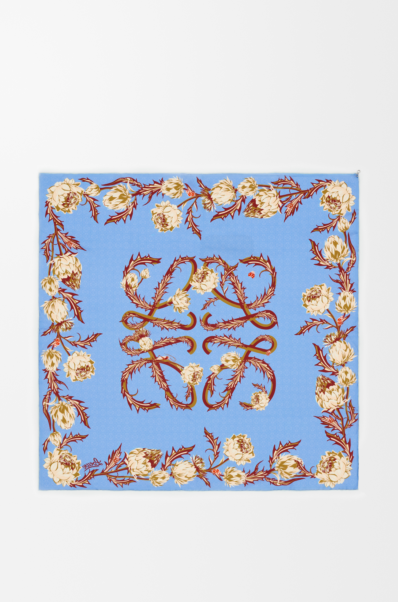 LOEWE 真絲圍巾 淺藍色/藍色