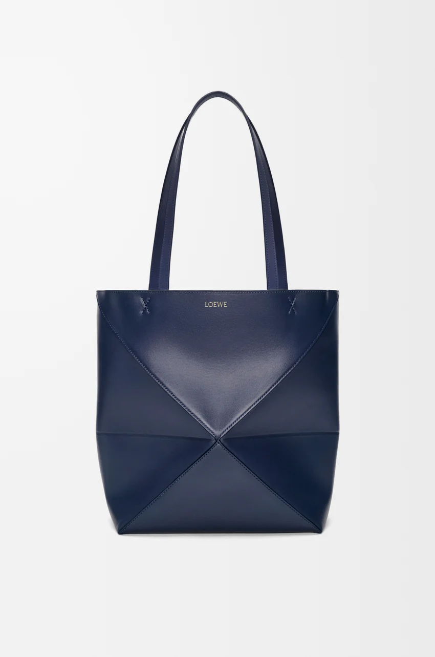Medium Puzzle Fold tote in shiny calfskin
