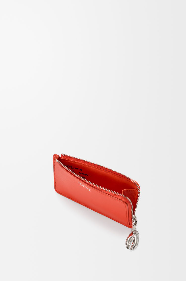 LOEWE Tarjetero-monedero Claw en piel de cordero brillante Naranja Vivo