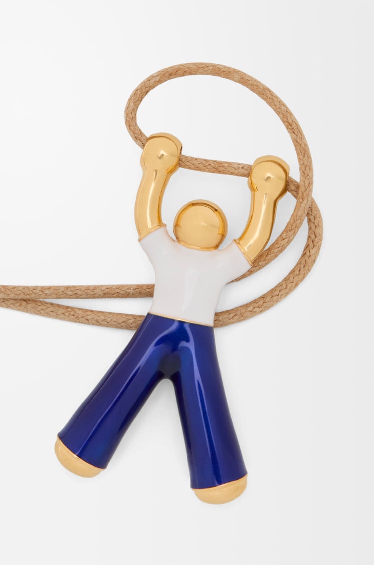 LOEWE Collier Hanging Doll en argent sterling Doré/Bleu