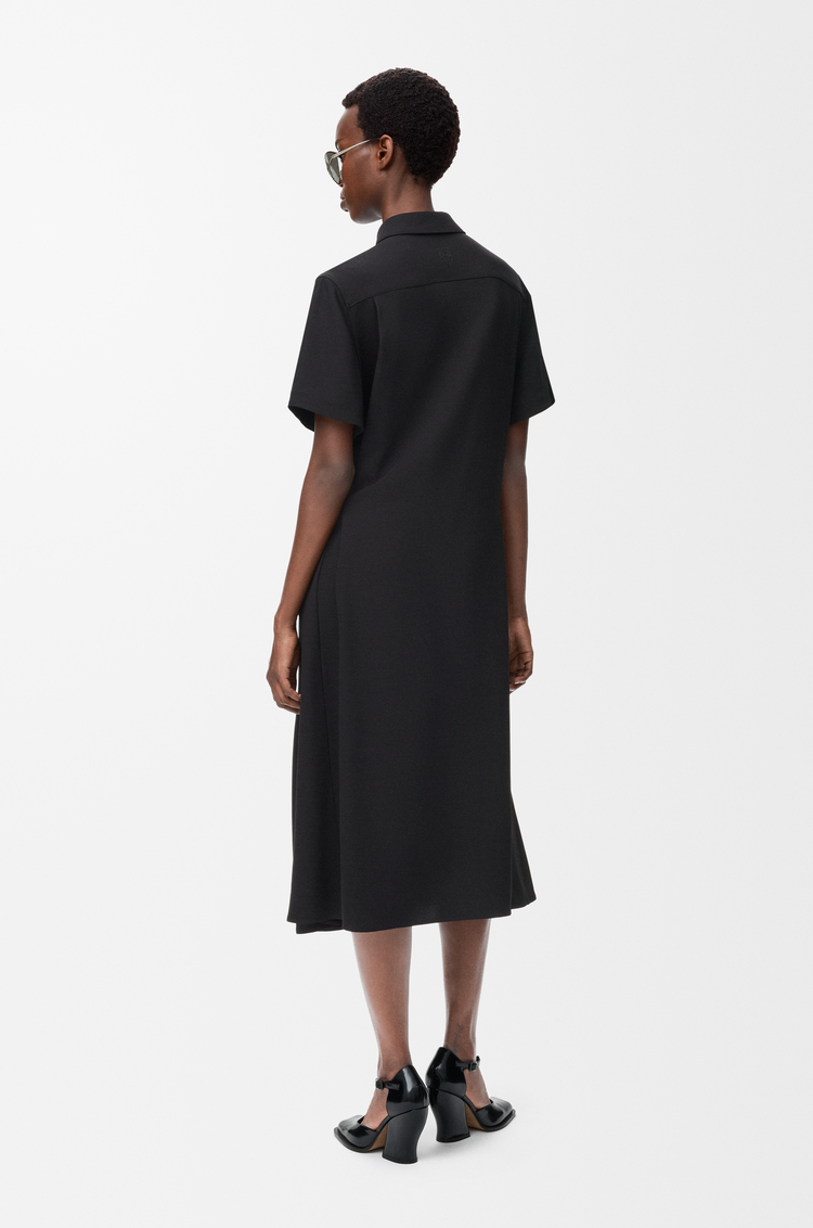 LOEWE Belted dress in stretch viscose Black