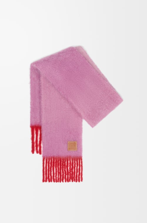 LOEWE Scarf in mohair and wool Pink/Red