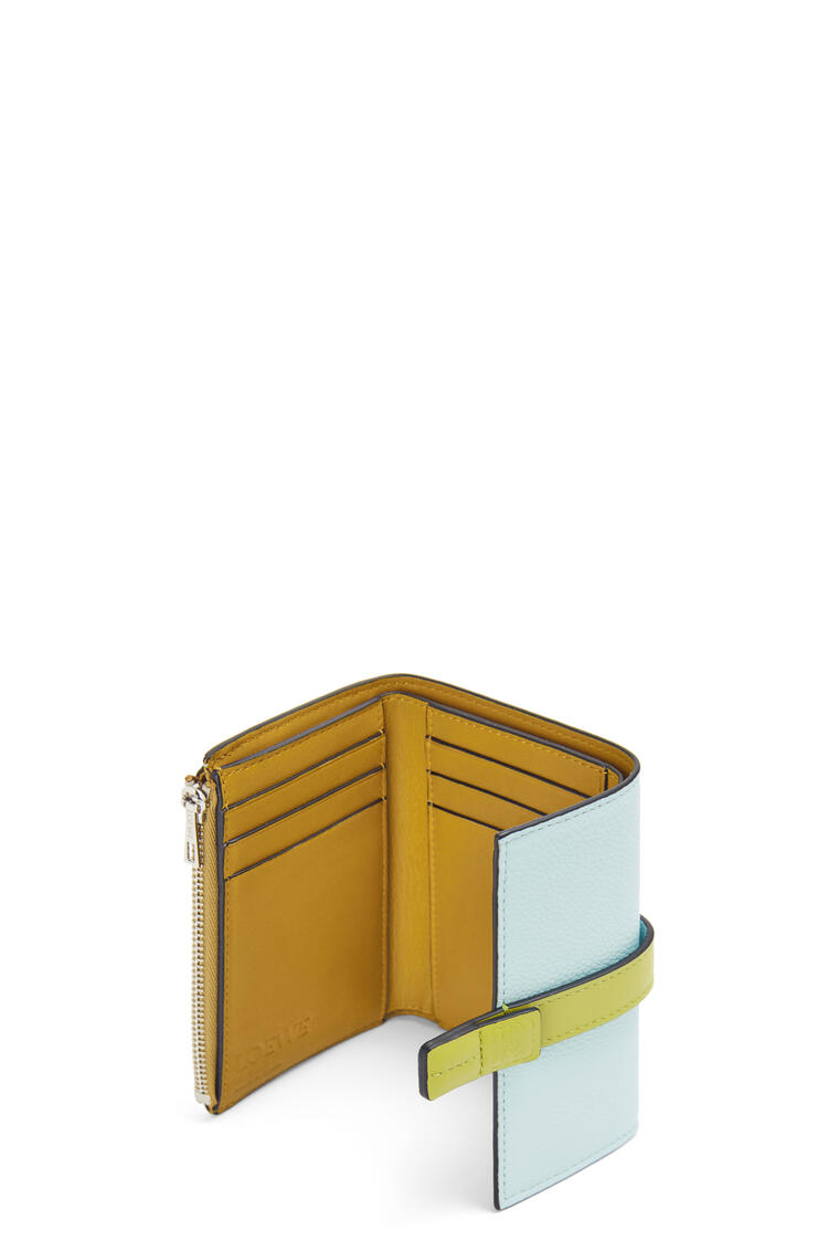 LOEWE Small vertical wallet in soft grained calfskin Crystal Blue/Lime Yellow