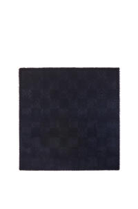 LOEWE Bufanda Damero en lana y seda Azul Oscuro