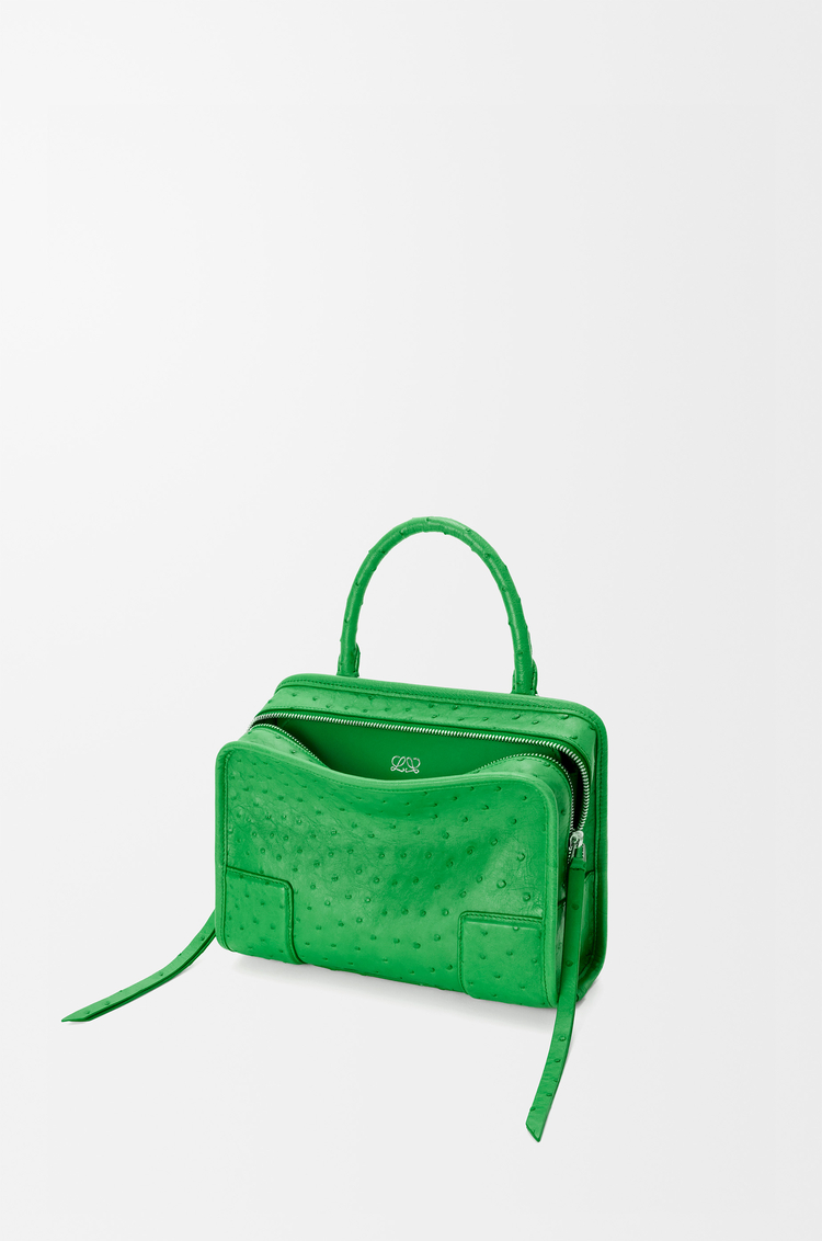 LOEWE Borsa Amazona 180 piccola in pelle di struzzo Verde Trifoglio