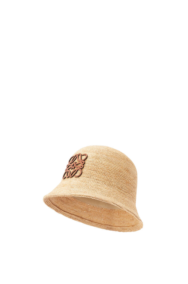 LOEWE Bucket hat in raffia and calfskin Natural