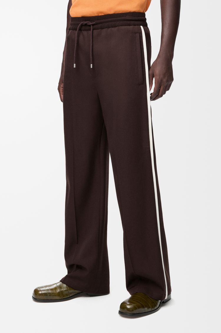 LOEWE 羊毛抽绳长裤 棕色