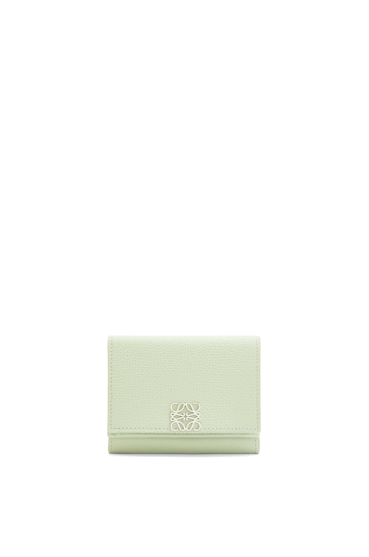 LOEWE Anagram trifold wallet in pebble grain calfskin Spring Jade