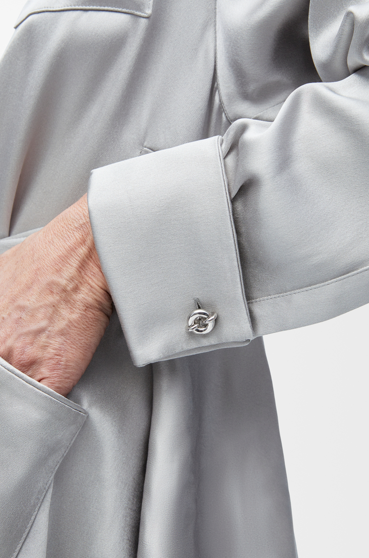 LOEWE Belted blouse in silk Mouse Grey
