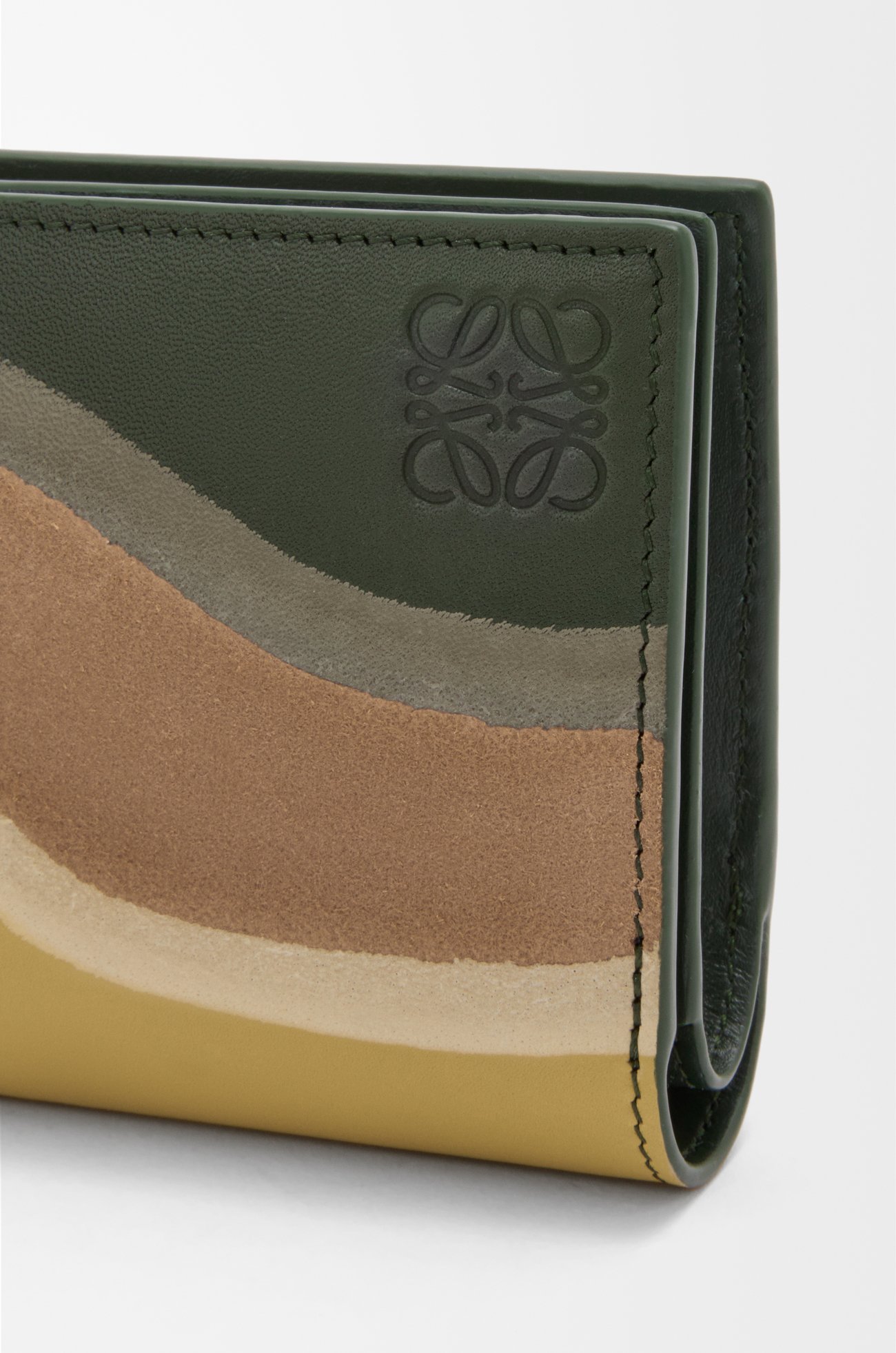 LOEWE Compact wallet in nappa calfskin Bottle Green/Ochre