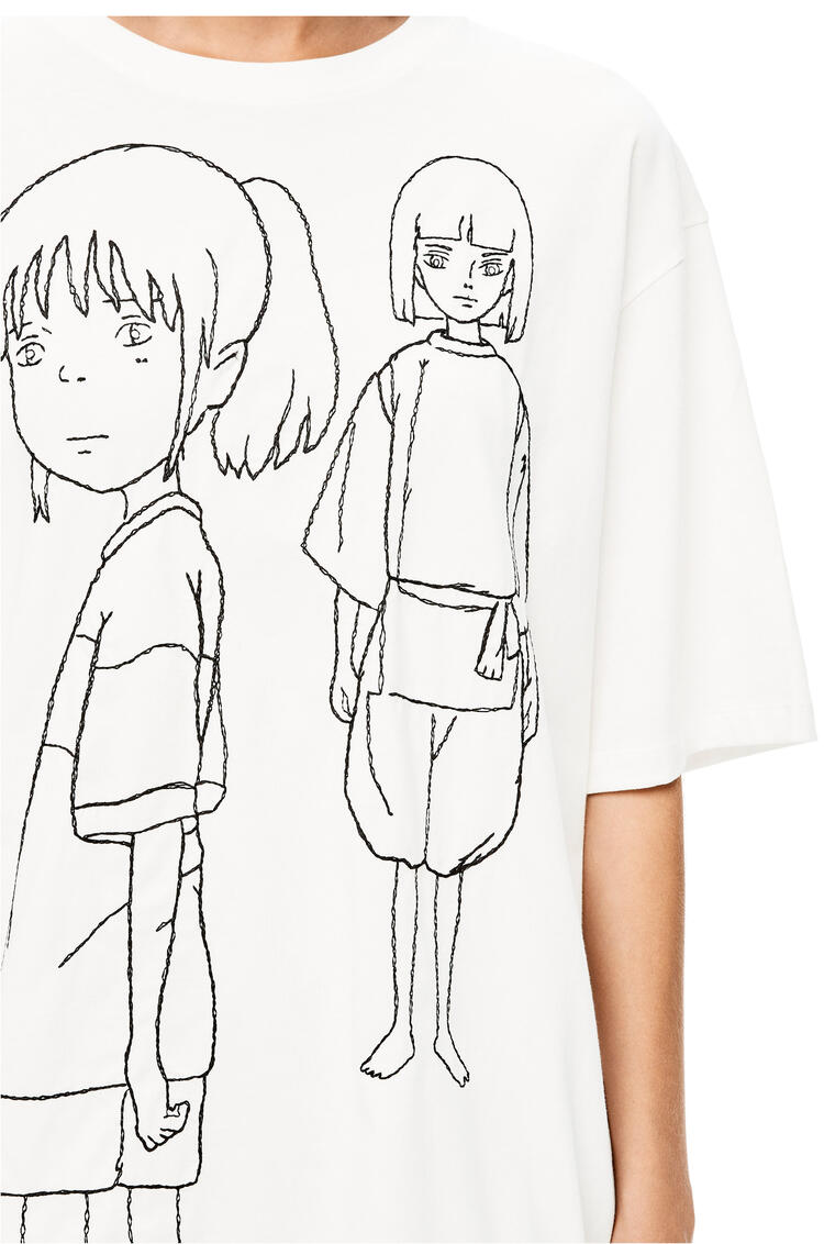 LOEWE Camiseta Chihiro en algodón con bordado Blanco/Negro pdp_rd