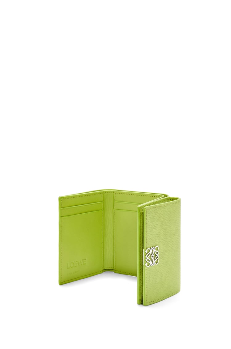 LOEWE Anagram trifold wallet in pebble grained calfskin Green Leaf