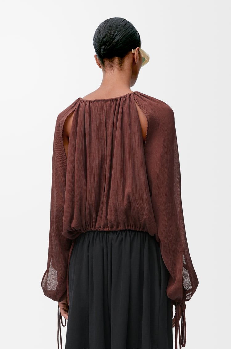 LOEWE Blouse in cotton and silk Coffee