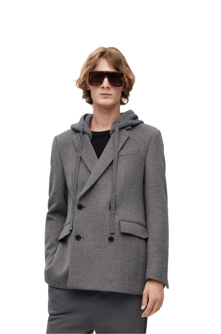 LOEWE Knitted back jacket in wool, cashmere and silk Grey