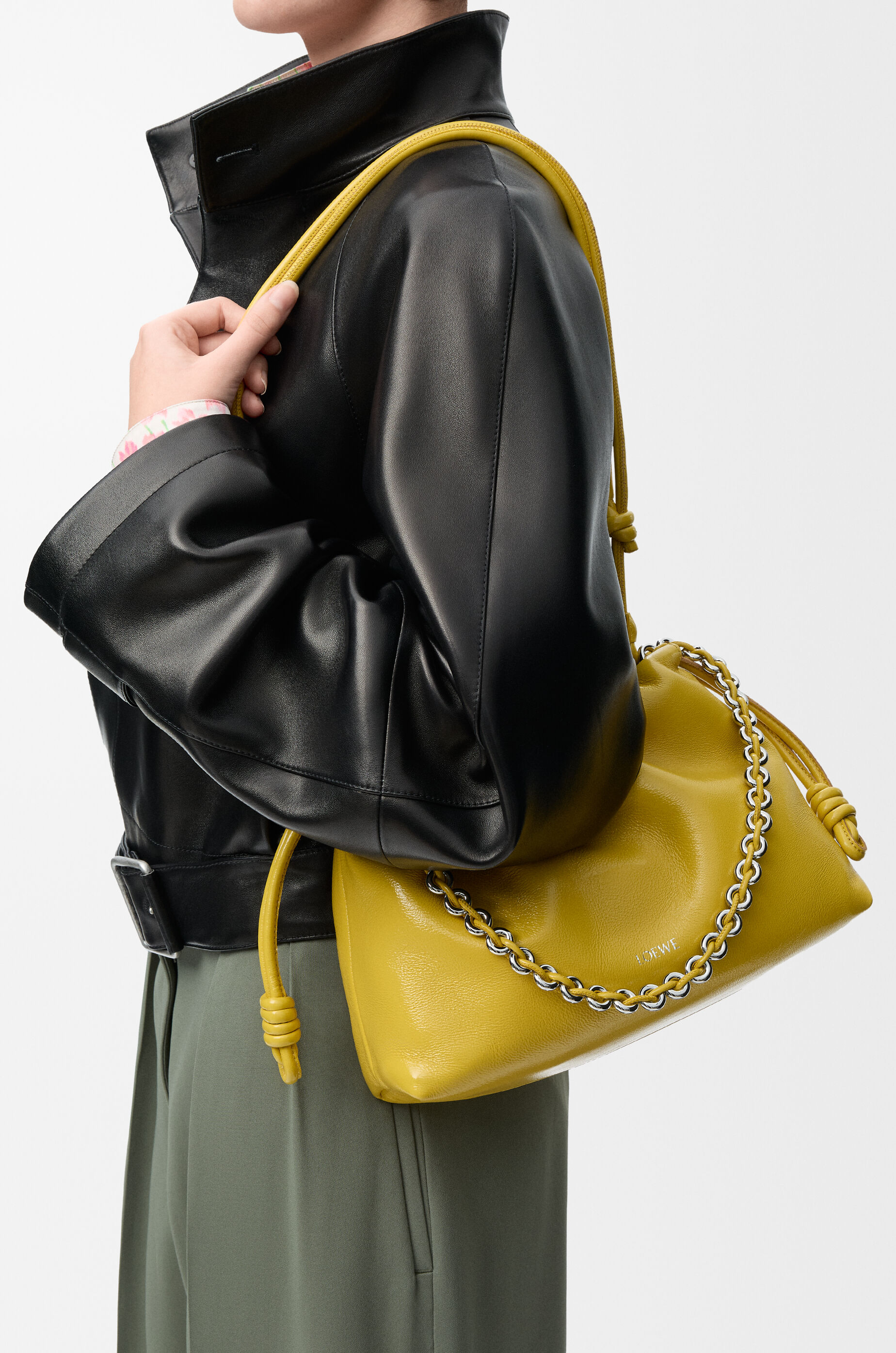 Medium Flamenco purse in patent nappa lambskin Yellow - LOEWE