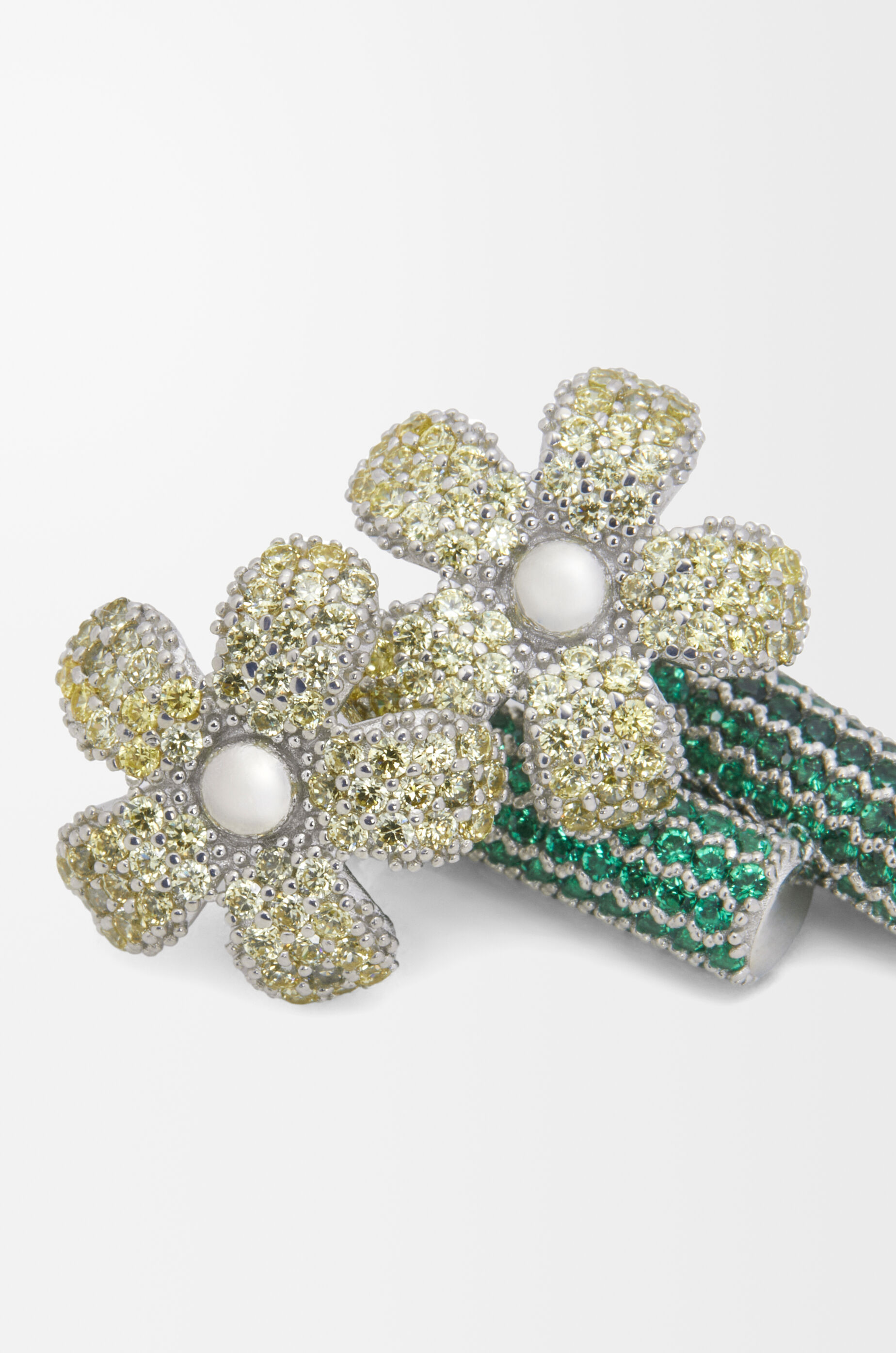 Flor earrings in sterling silver and crystals Silver - LOEWE