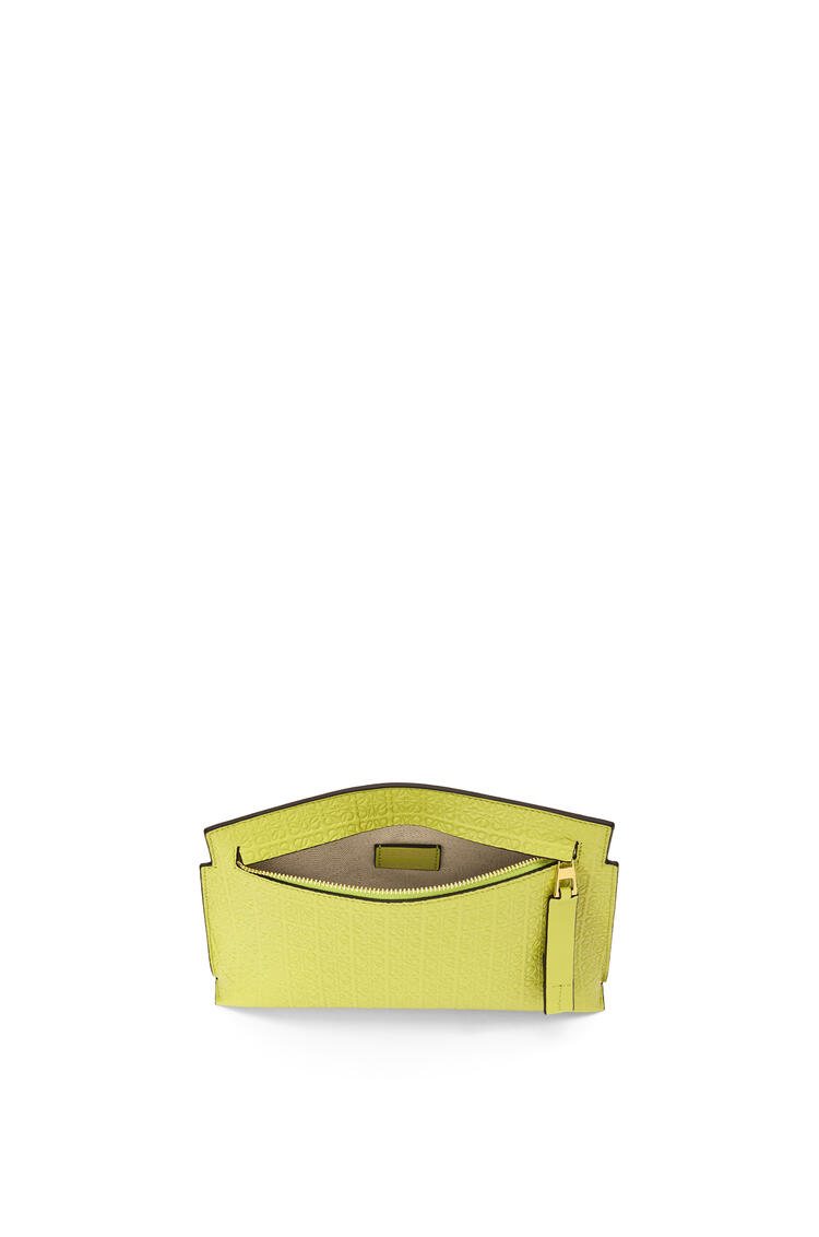 LOEWE Mini Repeat T Pouch in embossed silk calfskin Lime Yellow