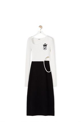 LOEWE Cut out midi dress in wool White/Black plp_rd