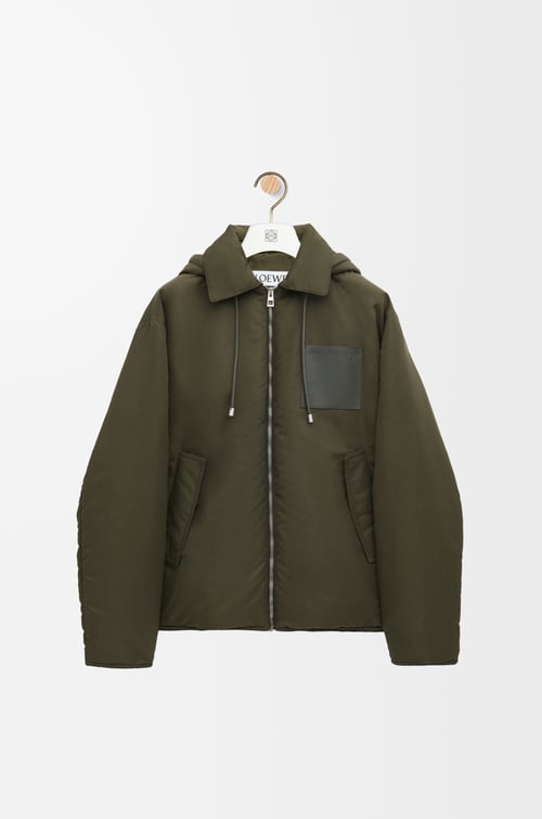 LOEWE 尼龍連帽夾克 卡其綠