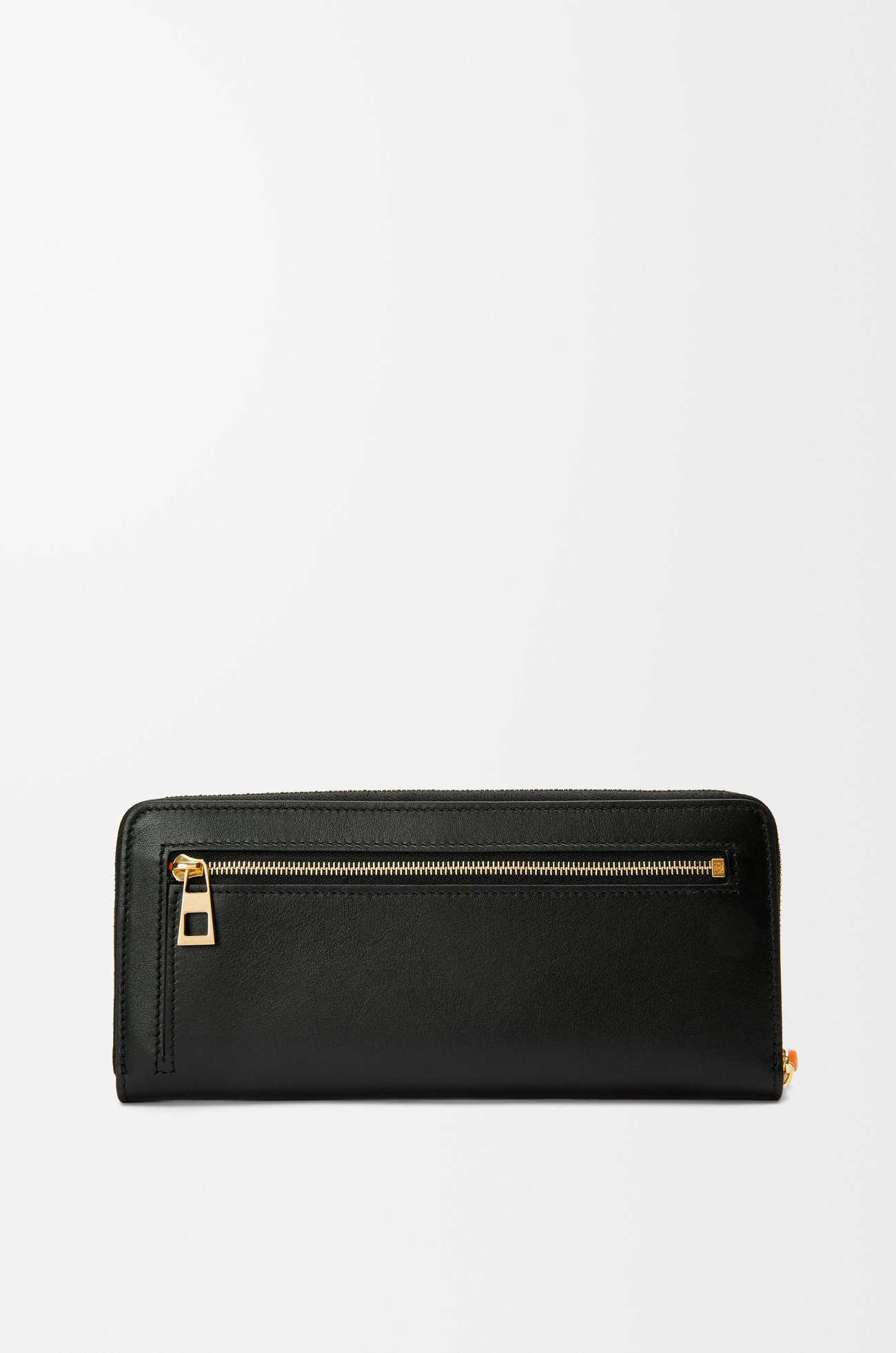 LOEWE Knot zip around wallet in shiny nappa calfskin Black/Bright Orange plp_rd