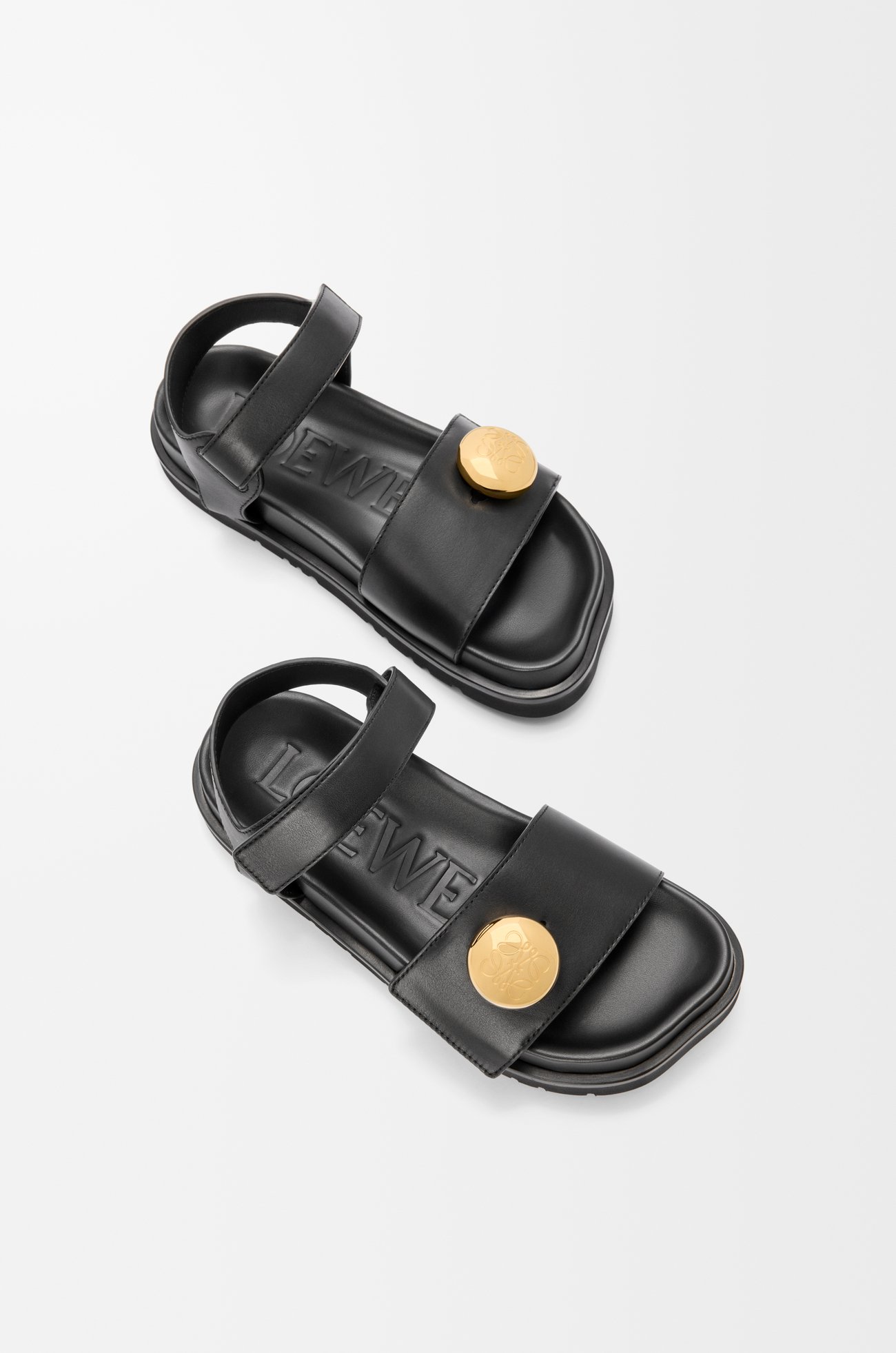LOEWE Pebble fussbett sandal in soft calfskin Black