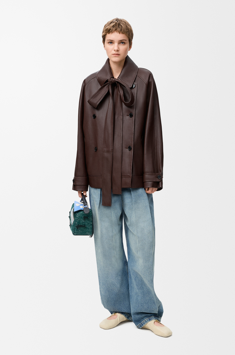 LOEWE Bow jacket in nappa lambskin Dark Chocolate