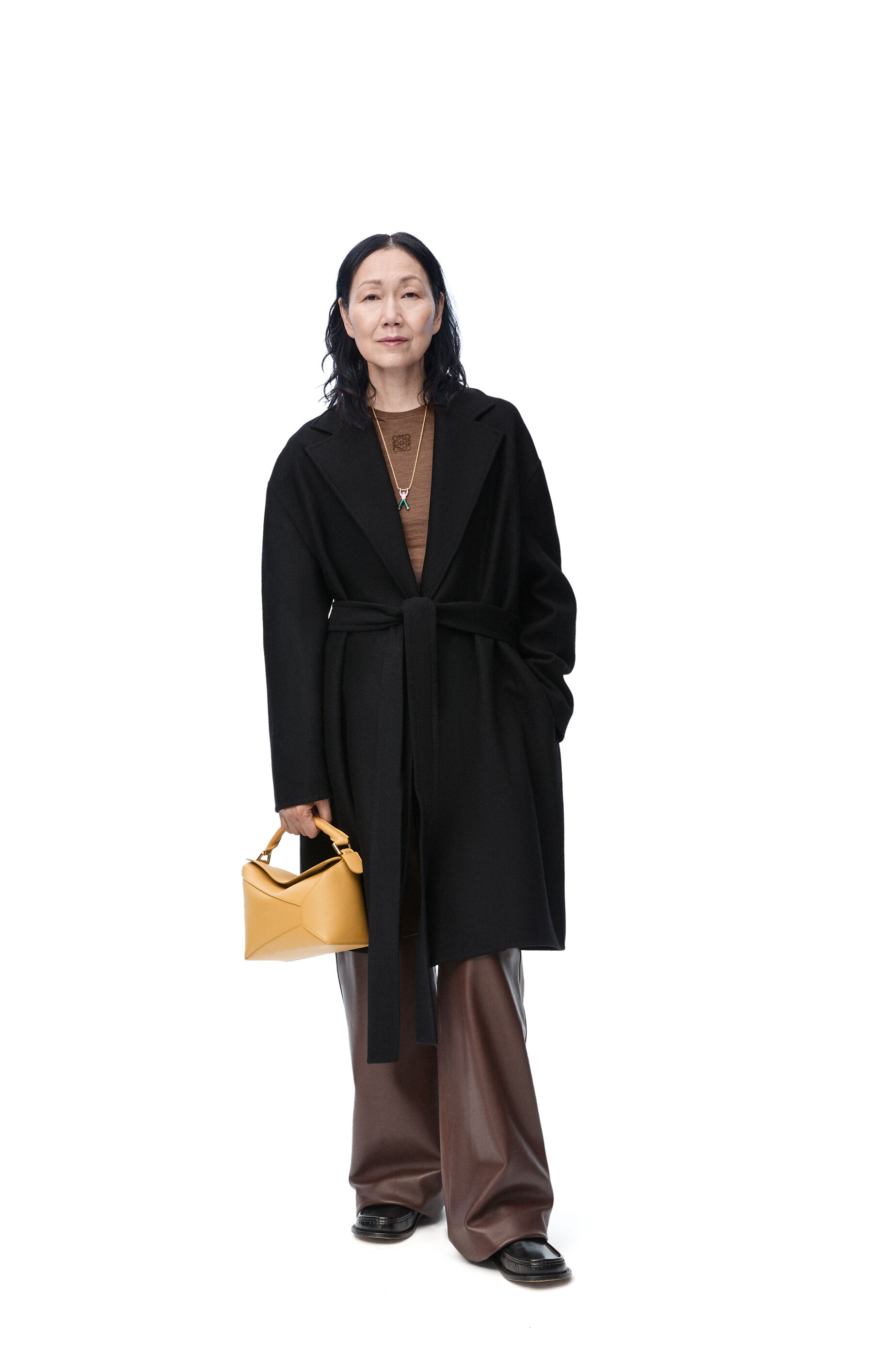 Pebble coat in wool and cashmere Black LOEWE