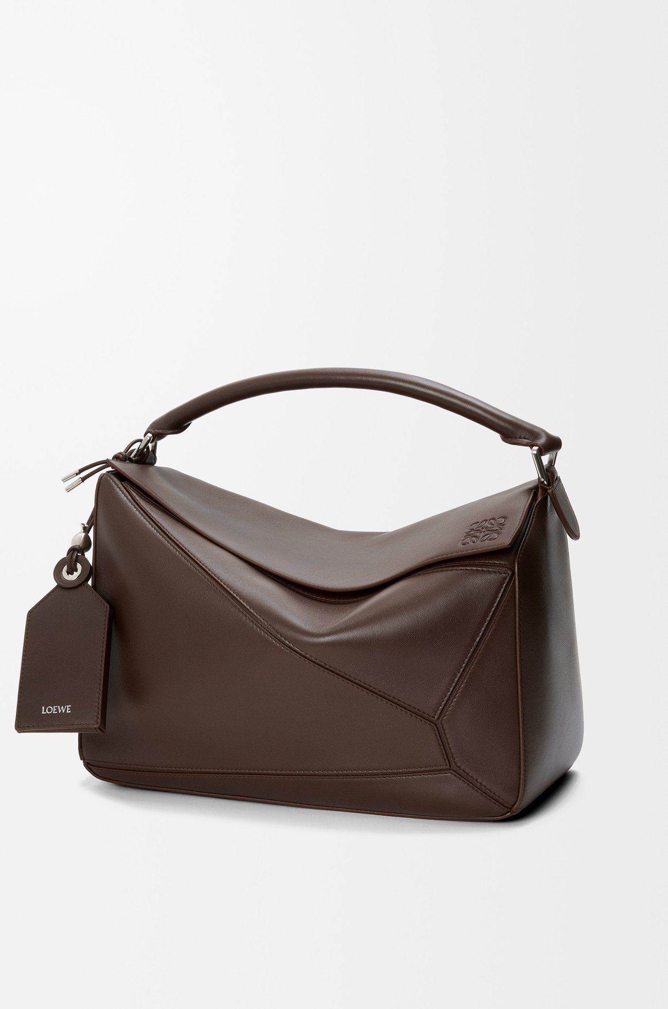 LOEWE Große Featherlight Puzzle Tasche aus Nappa-Lammleder Dunkler Brownie