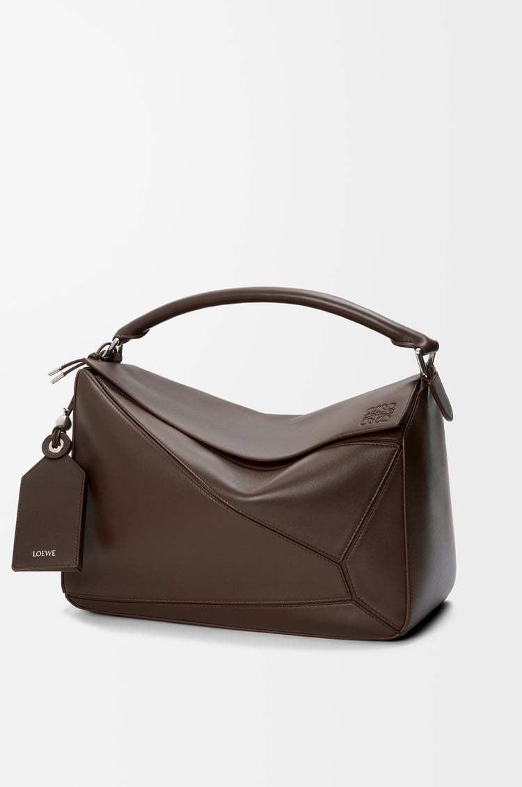 LOEWE Grand sac Featherlight Puzzle en cuir d'agneau nappa Brownie Foncé