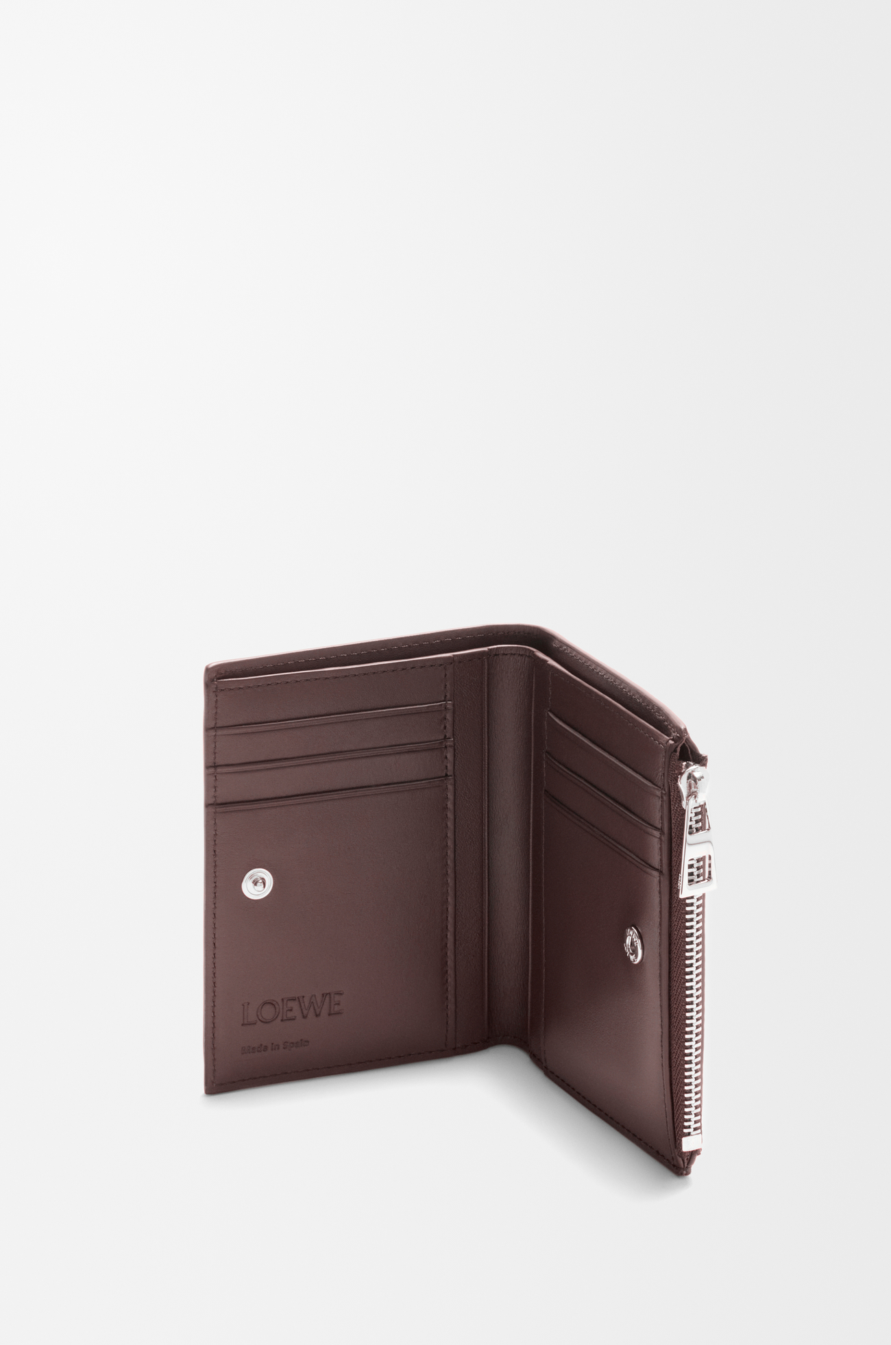 LOEWE Slim compact wallet in deerskin Oxblood