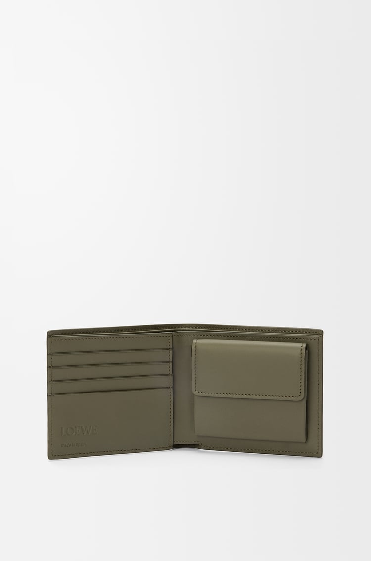LOEWE 柔軟粒面小牛皮雙褶零錢夾 卡其綠