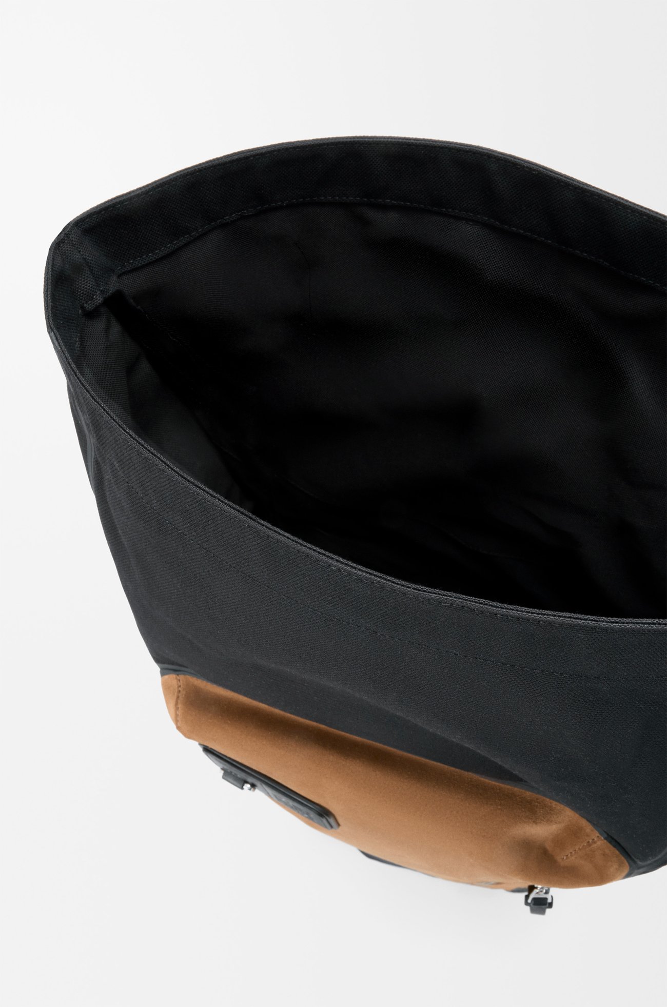 LOEWE Flex roll-top backpack in canvas and suede Black/Dark Gold