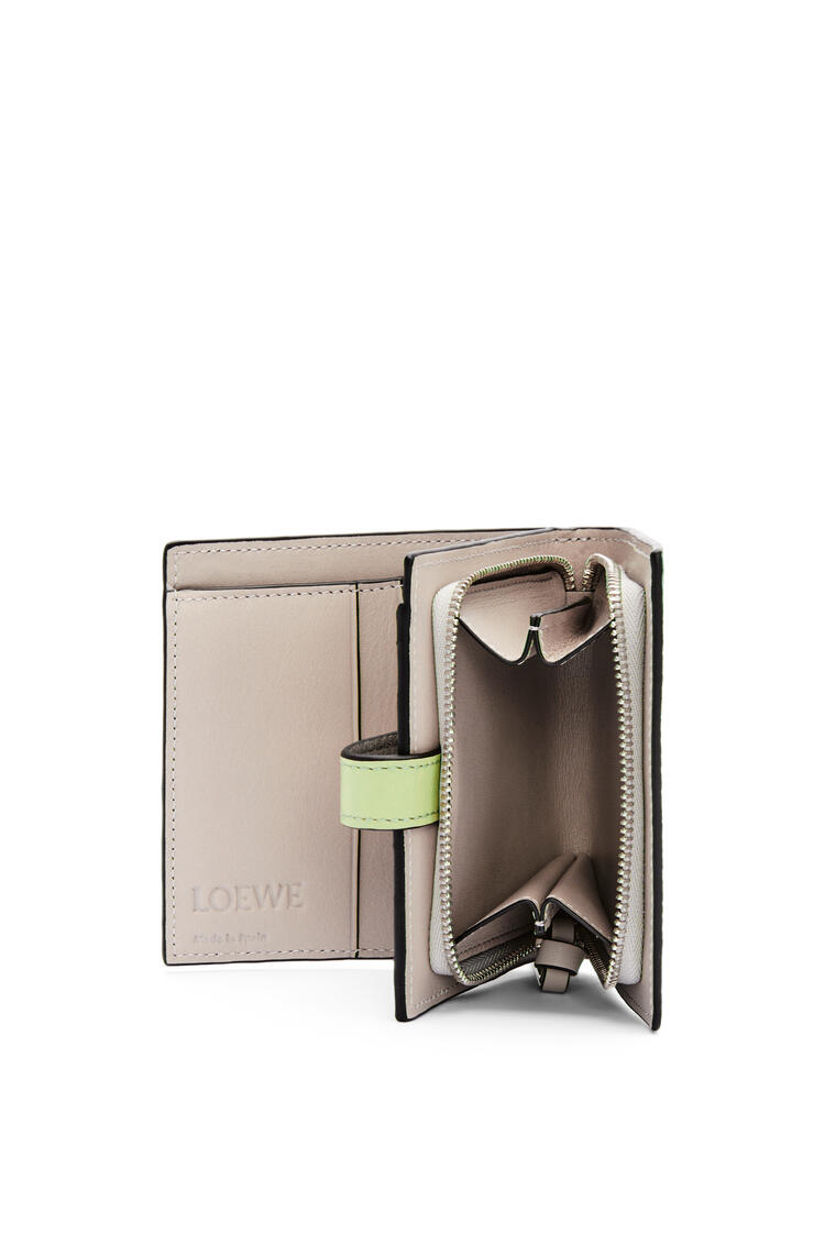 LOEWE Compact zip wallet in soft grained calfskin Pearl Grey/Light Pale Green