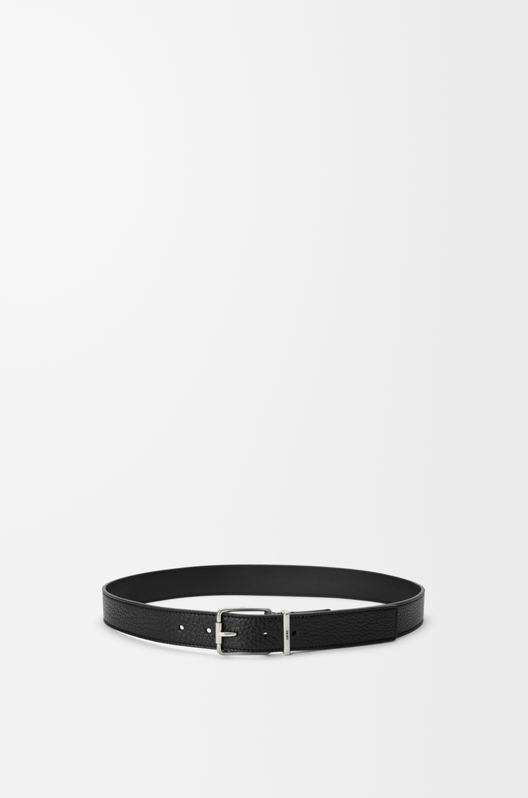 LOEWE Essential belt in supple grained calfskin Black/Vintage Palladium