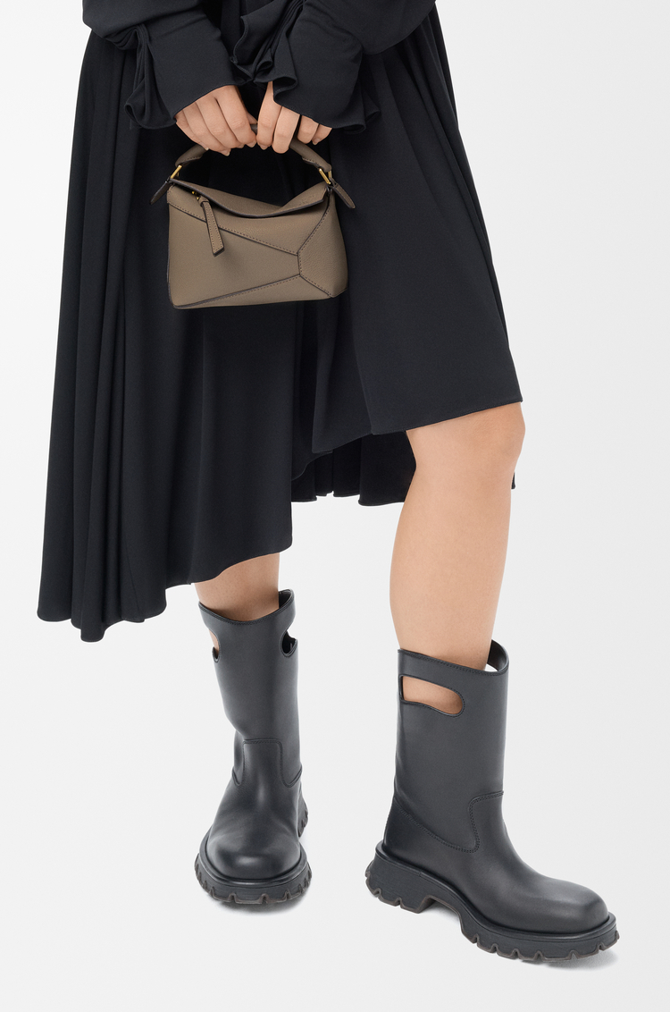 LOEWE Mini Puzzle Edge bag in soft grained calfskin Taupe