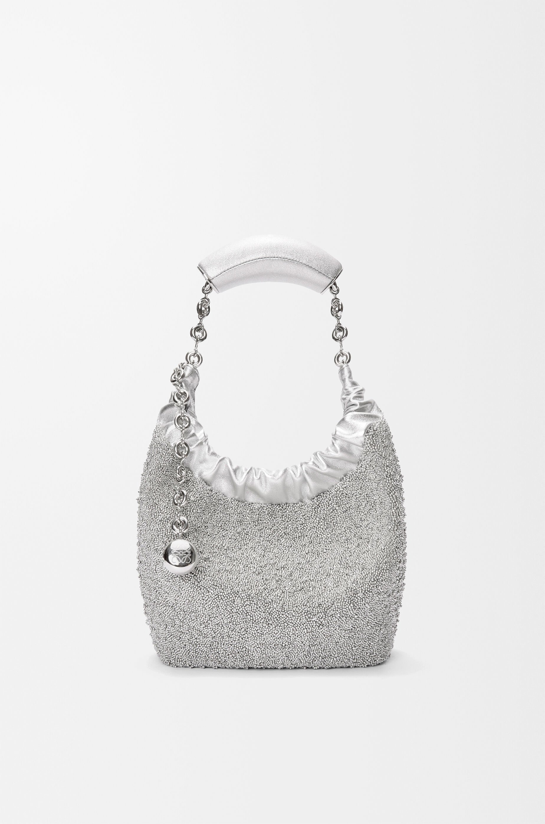 Mini Squeeze bag in beaded leather Silver - LOEWE