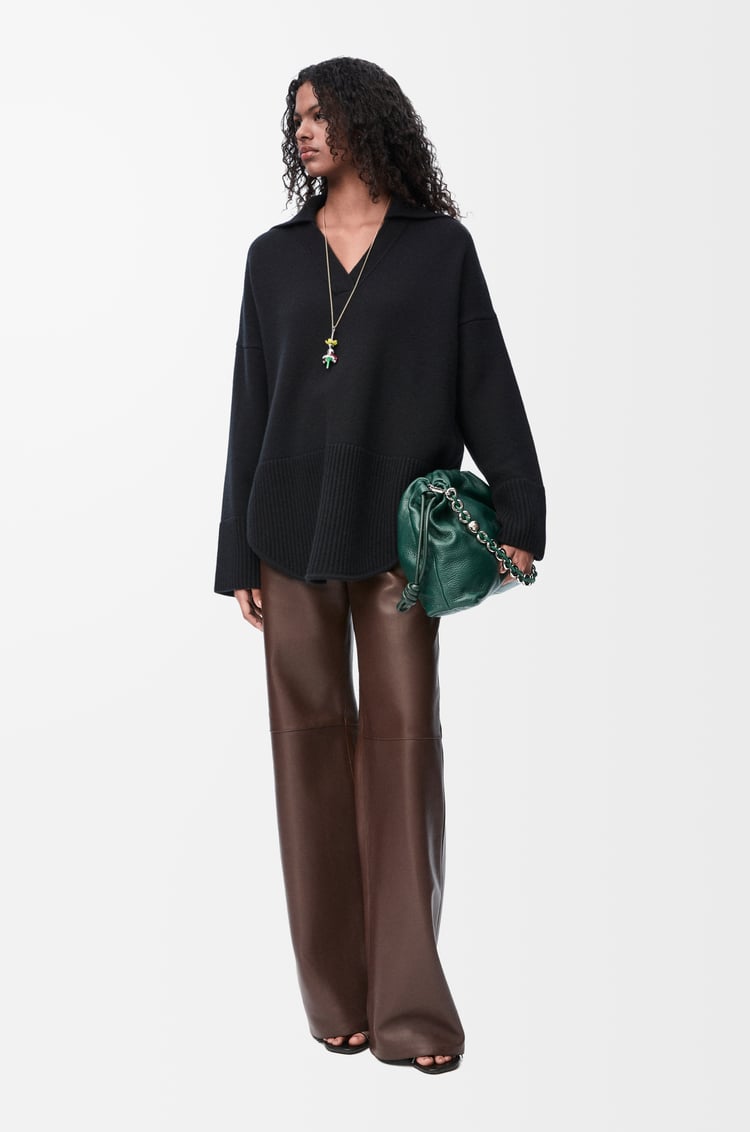 LOEWE Jersey polo en lana Negro
