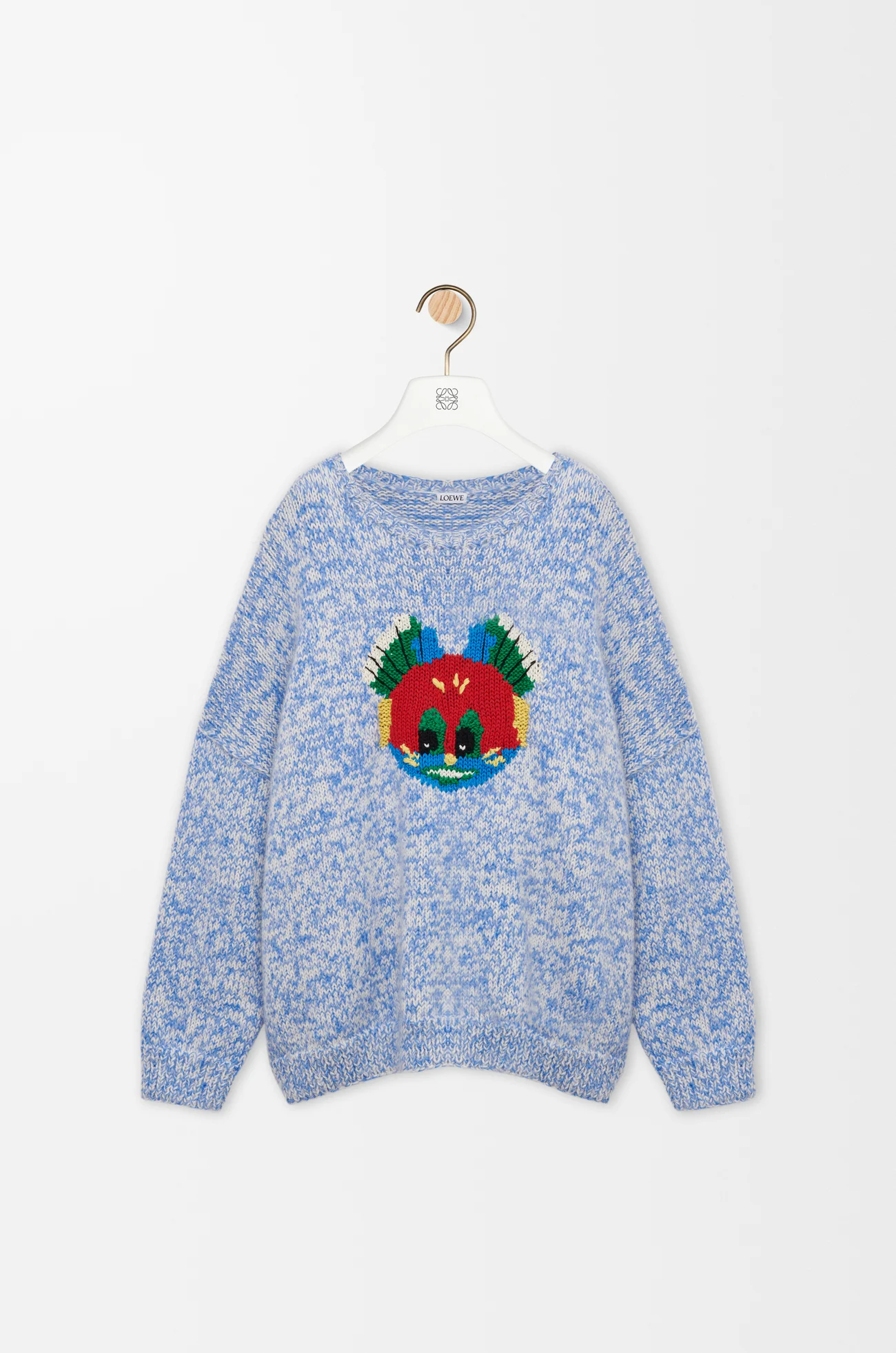 LOEWE Jersey en mezcla de lana y mohair Azul/Blanco